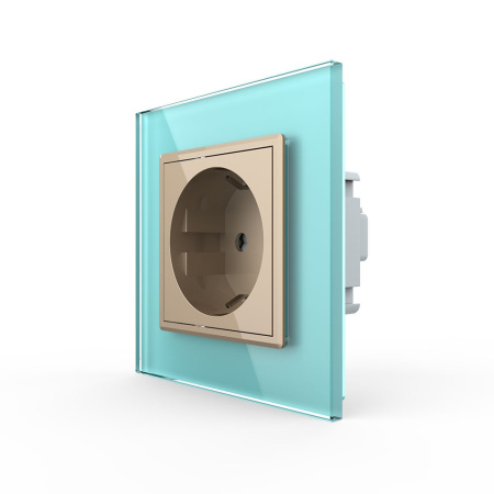 Розетка Livolo 1 пост Золотая с зеленой рамкой VL-C7C1EU-13/18 Розетка Livolo 1 пост Золотая с зеленой рамкой VL-C7C1EU-13/18