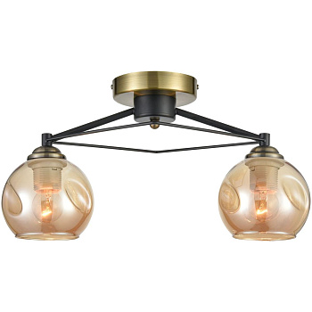 Светильник потолочный Черный, Бронзовый/Янтарный E27 2*60Вт 769-527-02 VELANTE