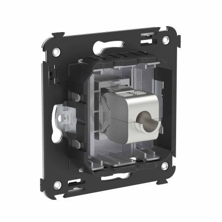 Компьютерная розетка RJ-45 без шторки в стену, кат.6А одинарная экранированная, "Avanti", "Закаленная сталь" DKC