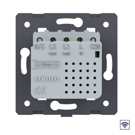 Двухклавишный сенсорный выключатель Module с радиоупр., цвет розовый (механизм) Livolo