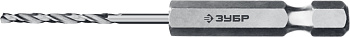 ПРОФ-А 2.5х77мм, Сверло по металлу с шестигранным хвостовиком, сталь Р6М5, класс А ЗУБР