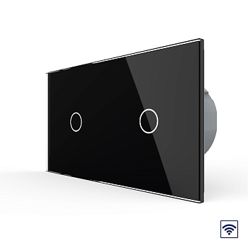 Сенсорный радиоуправляемый выключатель 2 клавиши (1-1), 2 поста Черный Livolo