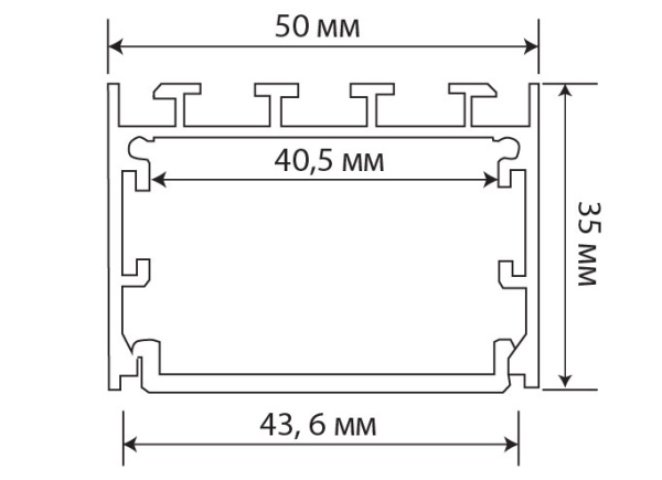 Donel Накладной алюминиевый профиль, 50х35х2000. Цвет: Чёрный матовый, RAL9005,Серия:DN8ALE