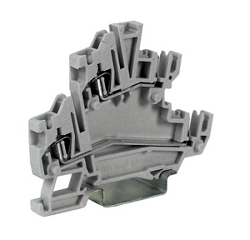 Клеммный зажим. Двухуровневый. Со штыревыми контактами. Тип HCD.1/GR. Серый. 1,5 кв.мм. DKC