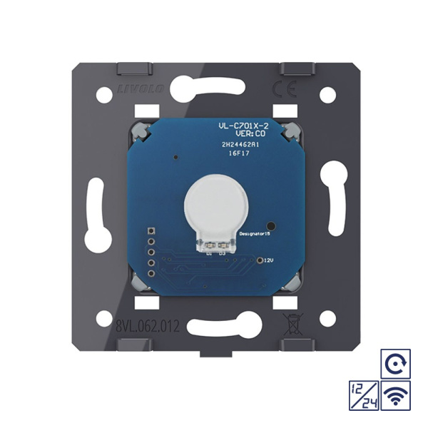 Одноклавишная сенсорная кнопка 12/24В с функцией радиоуправления (механизм) Livolo