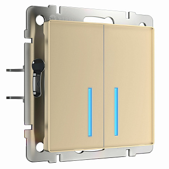 Сенсорный выключатель двухклавишный с подсветкой 1000 Вт (шампань) СУ IP20 Werkel