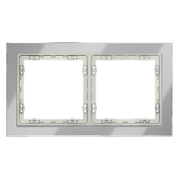Рамка стеклянная Voltum S70 на 2 поста, (сталь, стекло)