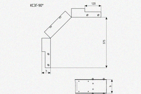 Лоток замковый глухой КСЗГ 200х100-90 УХЛ1 для поворота трассы вниз на 90, горячее цинкование S1,0