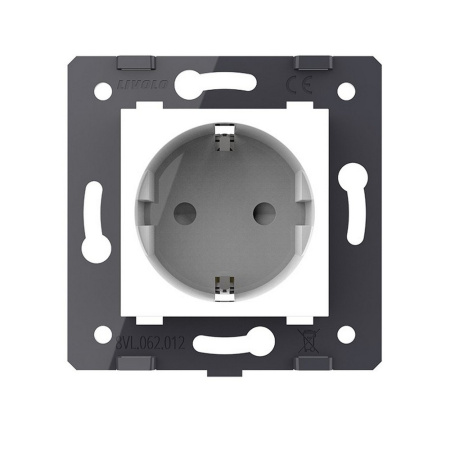 Розетка с заземлением защитными шторками белая (механизм) Livolo