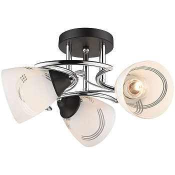 Люстра потолочная Хром, Черный/Белый с узором E27 3*60Вт 735-107-03 VELANTE