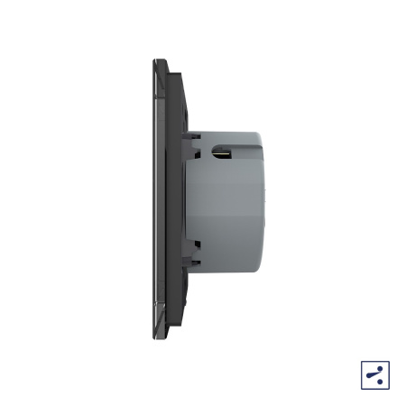 Сенсорный проходной выключатель 2 клавиши 1 пост Черный Livolo