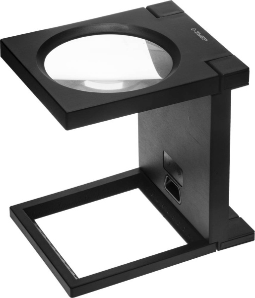 Лупа "Мастер" складная на подставке, светодиодная подсветка, 2 кратное увеличение, диаметр 110мм ЗУБР