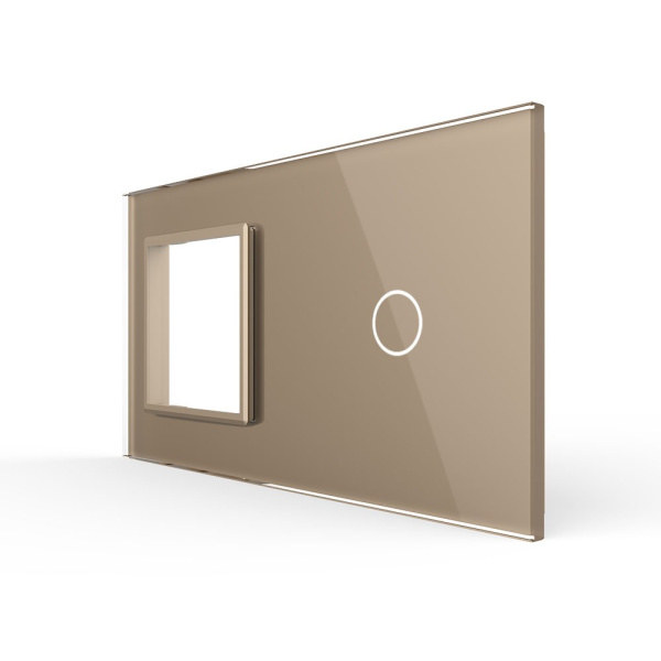 Панель для розетки и сенсорного выключателя, 1 клавиша, цвет золотой, стекло Livolo