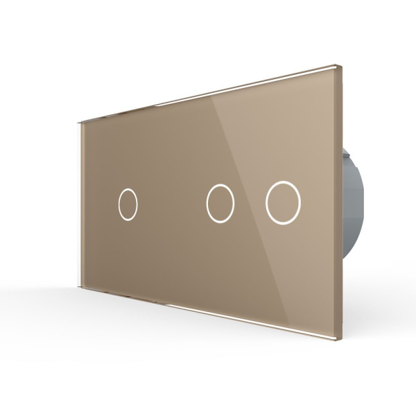 Сенсорный выключатель 3 клавиши (1-2), 2 поста Золотой Livolo