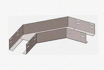 Лоток угловой глухой КГГ 300х80-90 УТ1,5 поворот на 90, окрашенный, S1,0