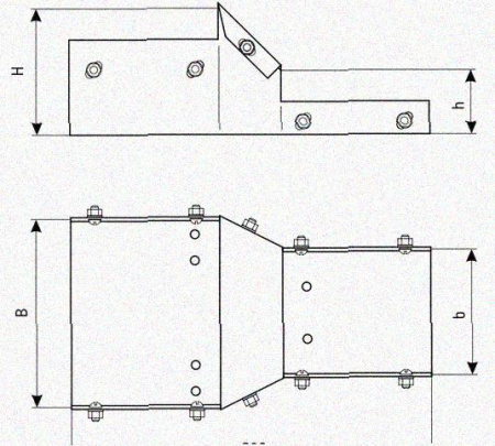 Лоток переходной замковый ЛПЗ 100х80-100х50 УХЛ1, горячее цинкование, S1,0