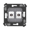 Компьютерная розетка RJ-45 без шторки в стену, кат.5е двойная, "Avanti", "Закаленная сталь" DKC