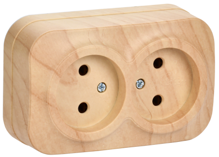 Розетка двухместная ОУ РС22-2-ХС без з/з 10А GLORY сосна IEK