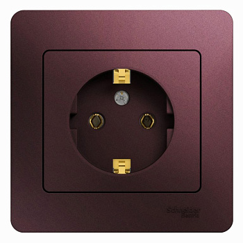 GLOSSA  Розетка СУ 1-м с заземл., в сборе 16А графит IP20 Schneider Electric