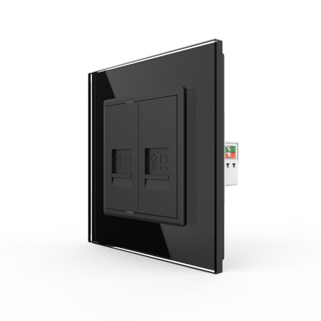 Розетка КОМП RJ-45 двойная Черная Livolo