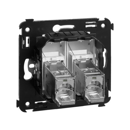 Компьютерная розетка RJ-45 в стену, кат.6 двойная экранированная"Avanti", "Закаленная сталь" DKC