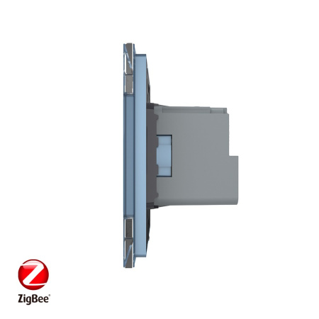 Розетка электрическая ZigBee (Wi-Fi) с заземлением защитными шторками 16A 1 пост Синяя Livolo