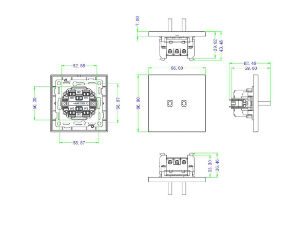 Donel N96 Переключатель на 2 тумблера, Цилиндр, 10AX 250V, Бронза, серия DT