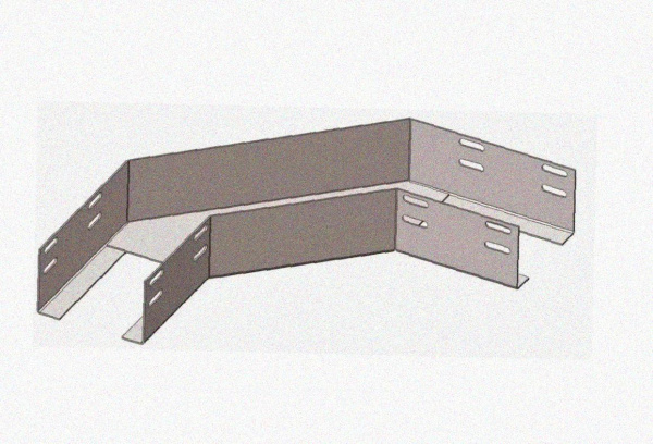 Лоток угловой замковый глухой КГЗГ 75х65-90 УХЛ1 поворот на 90, горячее цинкование, S1,5
