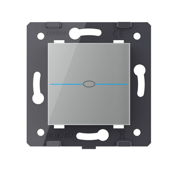 Выключатель Quadro 1 клавиша Серый (механизм) Livolo