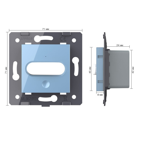 Датчик движения с сенсорным выключателем, цвет синий (механизм) Livolo