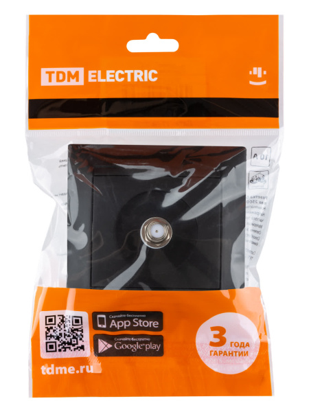 Розетка SAT (F-разъем) 0-2400МГц графит "Лама" TDM Розетка SAT (F-разъем) 0-2400МГц графит "Лама" TDM