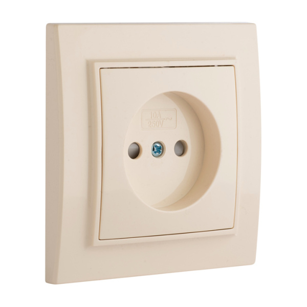 Минск Розетка 1-мест, СП б/з 10 А с защ, штор, бежевый EKF Минск Розетка 1-мест, СП б/з 10 А с защ, штор, бежевый EKF