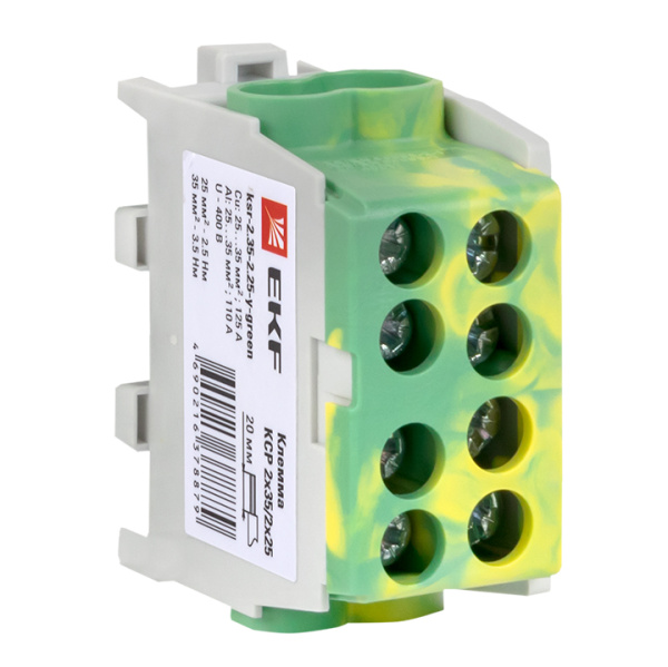 Клемма распределительная КСР с двойным винтом 2x35/2x25 желто-зеленая PROxima EKF