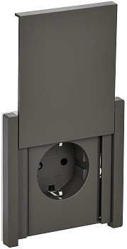 FORTE&PIANO Розетка 1-местная с заземлением с защитными шторками и крышкой безвинтовое крепление 16А IP44 FP319 серый IEK