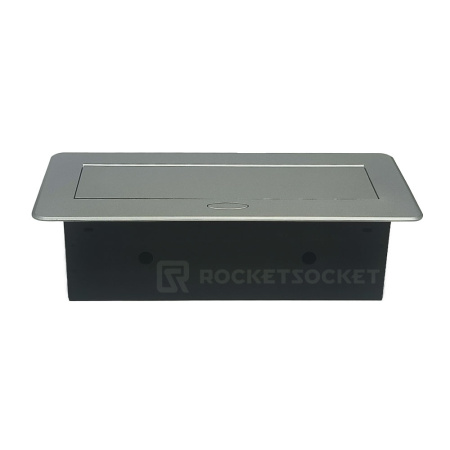 Розетка горизонтальная выдвижная 2 Euro 16A, 2 USB A с блоком 5В/2.1А, RJ45 RocketSocket, цвет серый