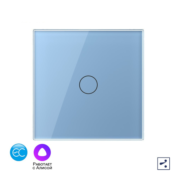 Одноклавишный проходной умный сенсорный выключатель EC, 1 пост, цвет синий Livolo