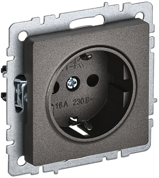 BRITE Розетка 1-местная с з/з с защитными шторками 16А РС14-1-0-БрТБ темная бронза IEK