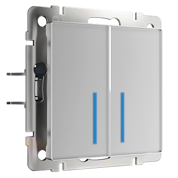 Сенсорный выключатель двухклавишный с подсветкой 1000 Вт (серебряный) СУ IP20 Werkel