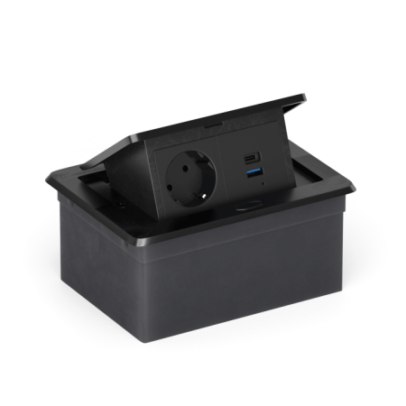 Donel Настольный встраиваемый выдвижной розеточный блок 4 мод. (2 мод. 45х45), черный