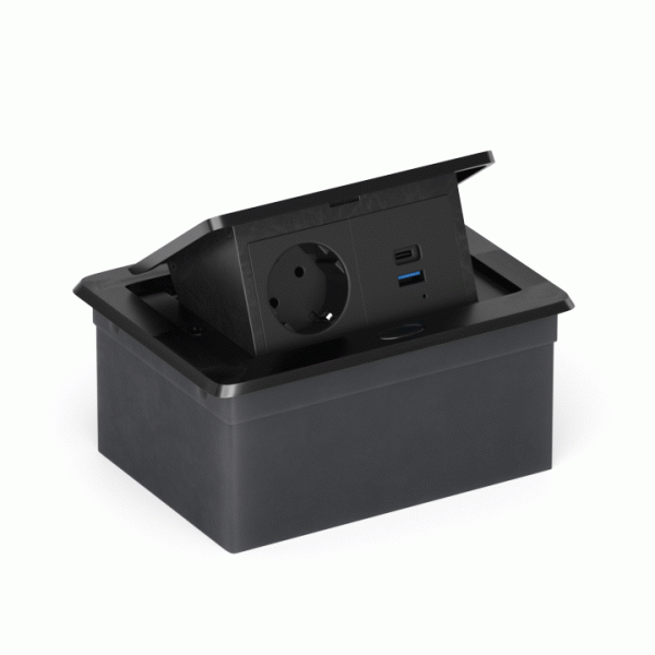 Donel Настольный встраиваемый выдвижной розеточный блок 4 мод. (2 мод. 45х45), черный