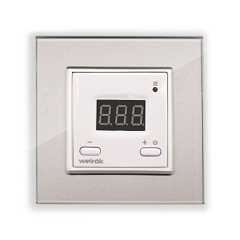 Терморегулятор Welrok ST для рамки LIVOLO с электронным управлением, датчик пола 3 м, цвет белый с серой рамкой