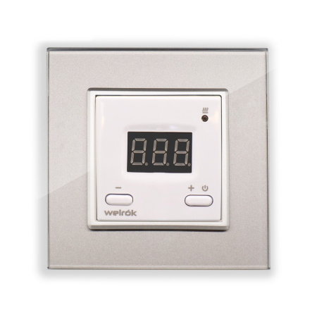 Терморегулятор Welrok ST для рамки LIVOLO с электронным управлением, датчик пола 3 м, цвет белый с серой рамкой