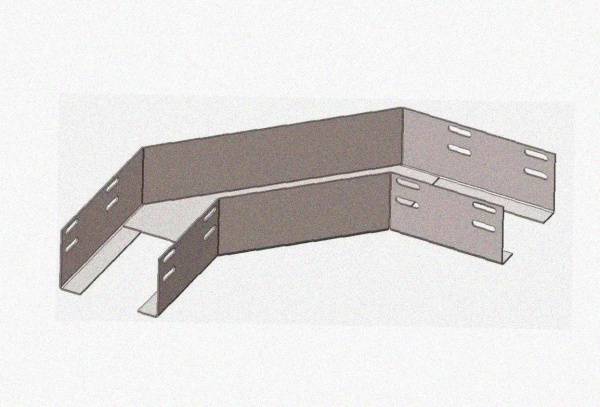 Лоток угловой замковый перфорированный КГЗ 250х80-90 УТ1,5 поворот на 90, горячее цинкование, S1,5