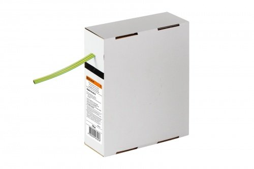 Термоусаживаемая трубка ТУТнг 6/3 желто-зеленая в коробке (10 м/упак) TDM