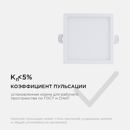 06-26 Светодиодная панель встраиваемая квадр. 220В, 8Вт, CRI:80Ra, 640Лм, 95*95/75*75мм, алюминиевый корпус, изолированный драйвер, 4500К Apeyron