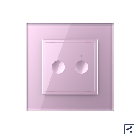 Двухклавишный проходной сенсорный выключатель Module, цвет розовый Livolo