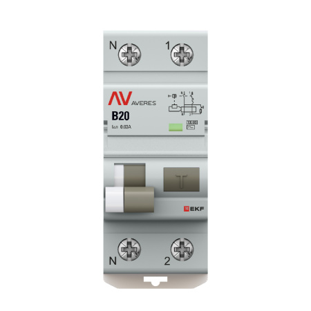 Дифференциальный автомат DVA-10 1P+N 20А (B) 30мА (AC) 10кА AVERES EKF