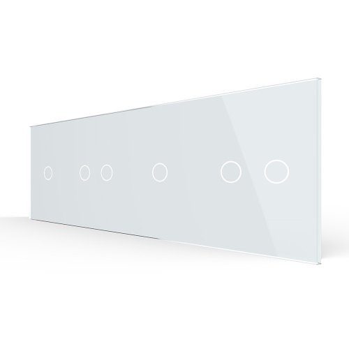 Панель для четырех сенсорных выключателей, 6 клавиш (1+2+1+2), цвет белый, стекло Livolo