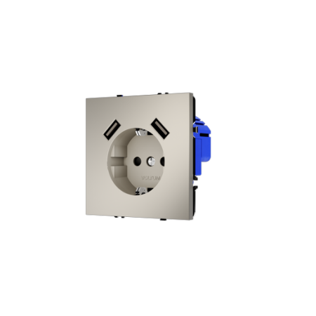 Розетка встраиваемая Voltum S70 с заземлением и защитными шторками, 16А, с USB, A+A, (кашемир) Розетка встраиваемая Voltum S70 с заземлением и защитными шторками, 16А, с USB, A+A, (кашемир)