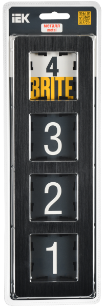 BRITE Рамка 4-мест. РУ-4-1-Бр металл черн. RE AL IEK